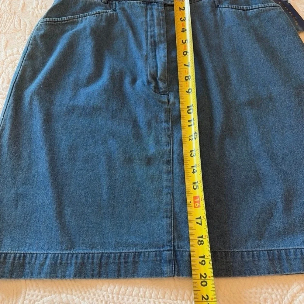 Charter Club Denim Skirt Vintage Blue Cotton High Waist Midi Size 12 NWT